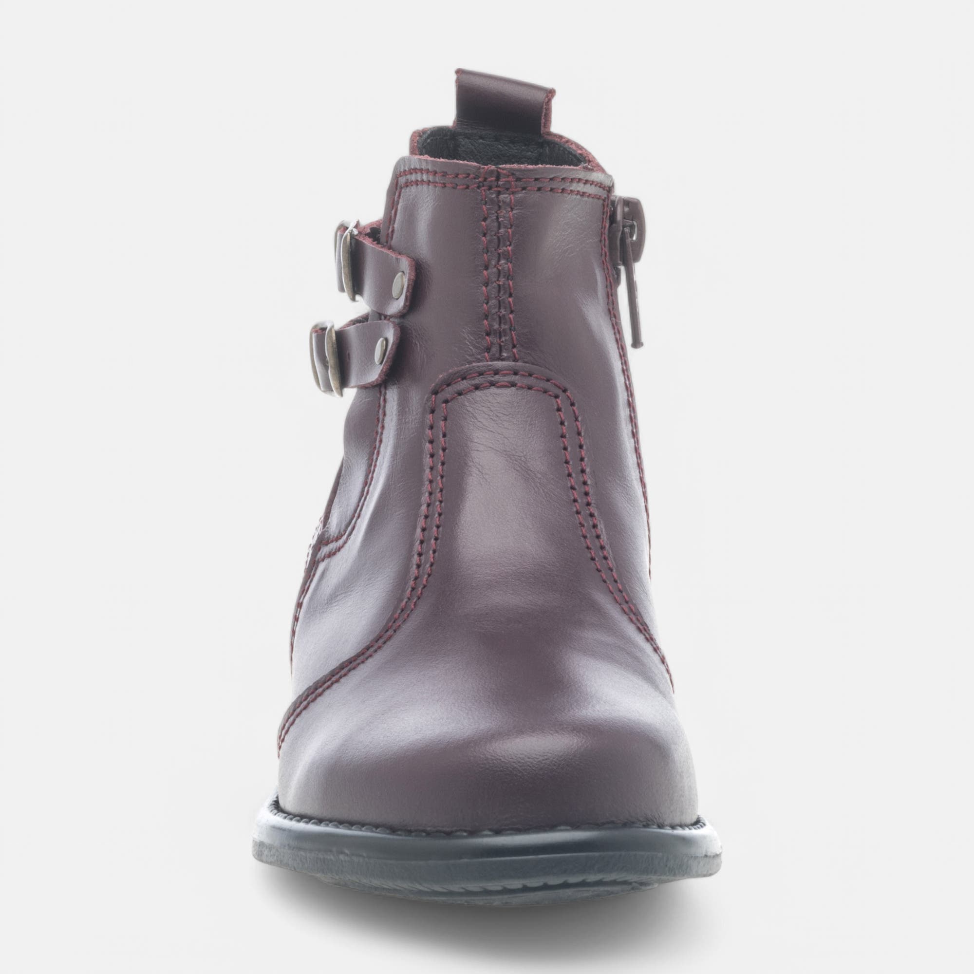 Bottines Fille en cuir bordeaux