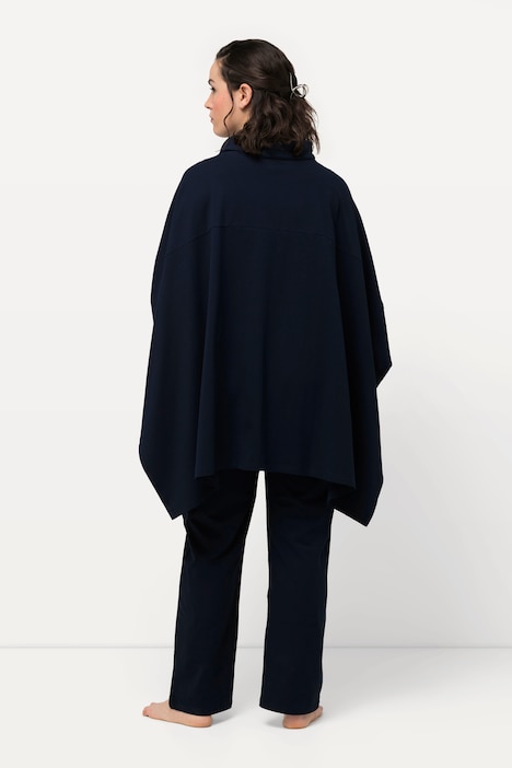 Loungewear-Poncho, oversized, Stehkragen, Langarm