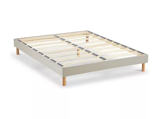 NUIT DE COTON | Sommier à lattes en bois LINO 140x190 cm | Coloris Beige | Livré en kit
