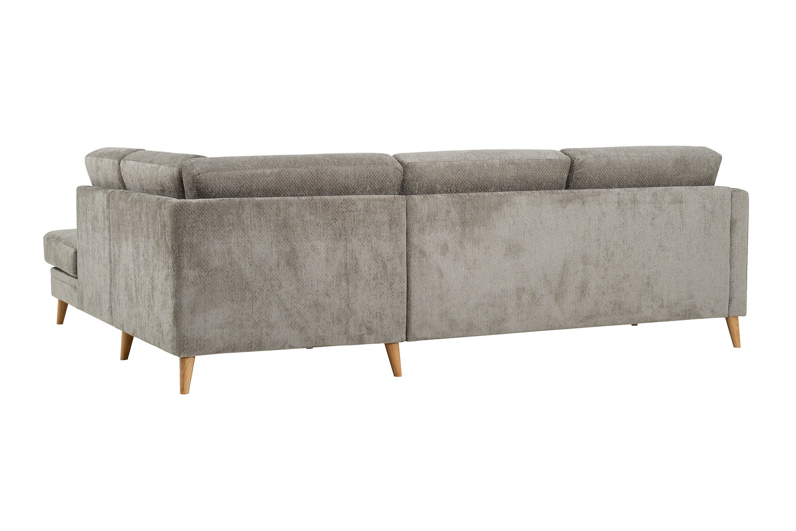 Eden hjørnesofa 2,5-seter med åpen ende høyre. Tekstil Movie 3/3 Warm Grey med ben i eik natur (15137).