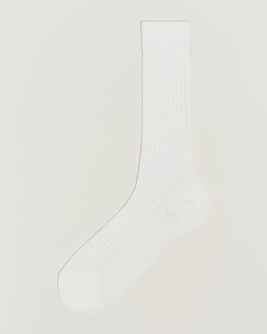 Bresciani Cotton Ribbed Short Socks White