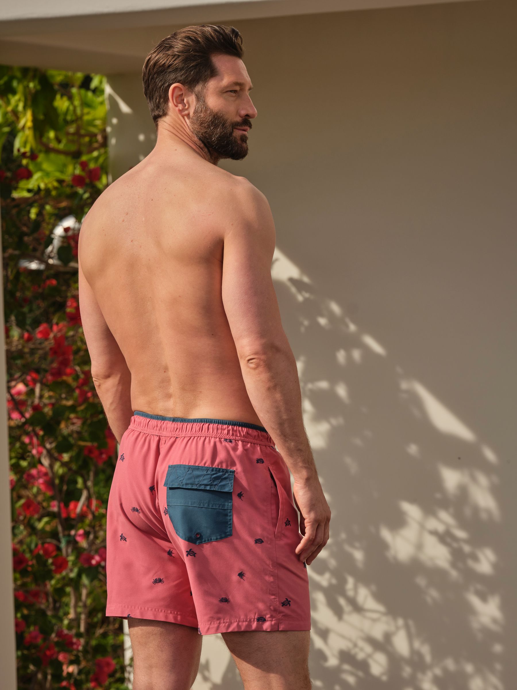 Roze geborduurd zeeleven - FatFace - Zwemshort
