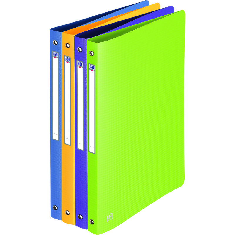 Classeur 4 anneaux plastifié Oxford Memphis A4 - Dos 2 cm couleurs pastel assorties