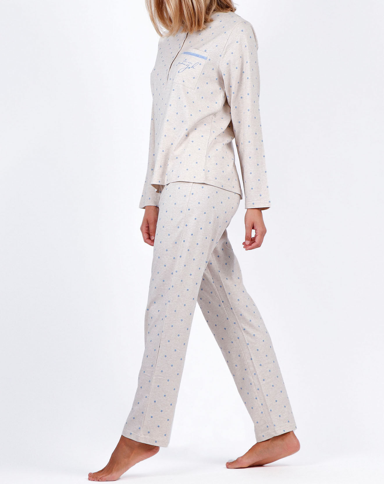 Admas Classic Pyjama Haut à manches longues & Pantalon Seraphina gris clair