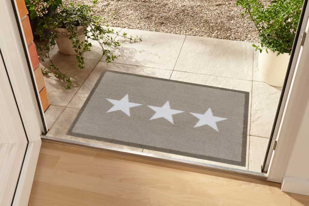 Waschbare Fußmatte STARS 70x50cm beige creme Fußabtreter mit Stern-Motiv