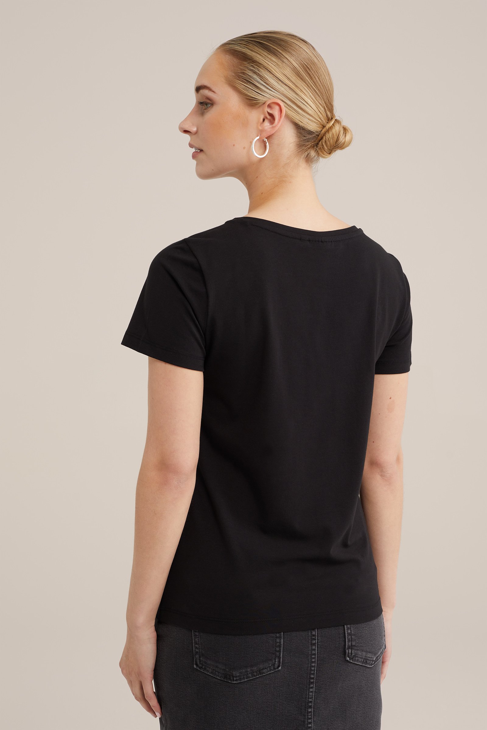 T-shirt met kant WE Fashion Zwart