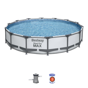 Bestway zwembad rond Pro Steel Max licht grijs 427 x 84 cm met pomp