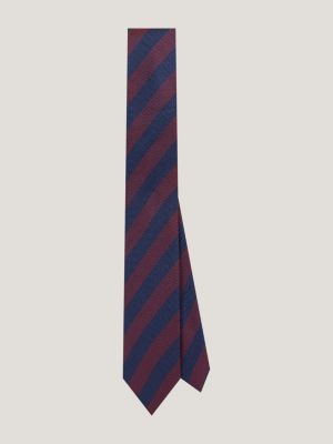 Gravata Oxford de seda pura com riscas