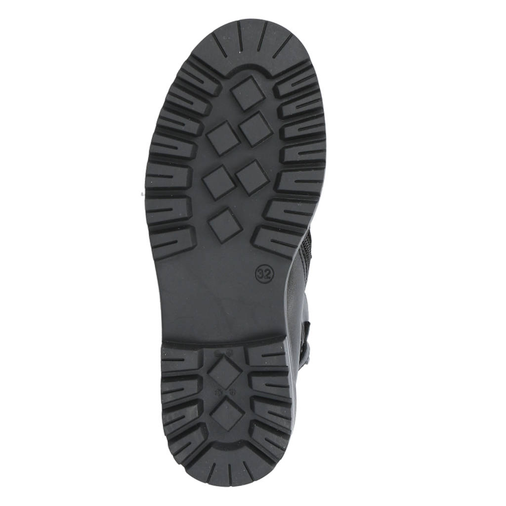 Hip leren veterboots zwart