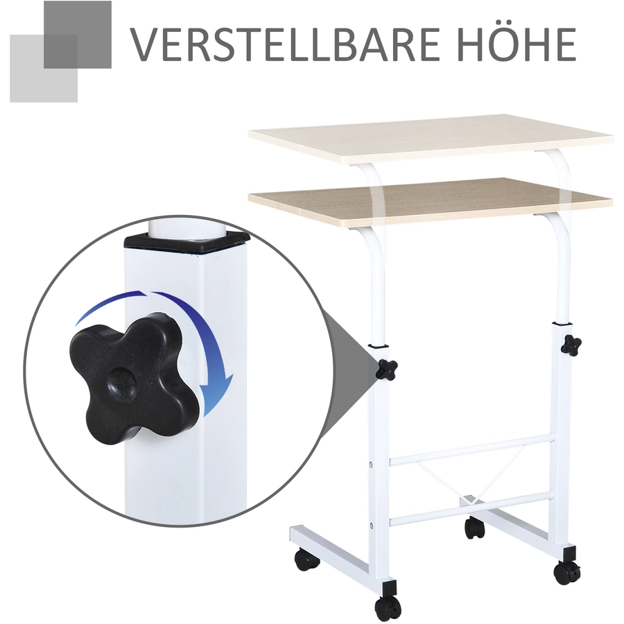 HOMCOM Beistelltisch mit Rädern und Bremsen natur