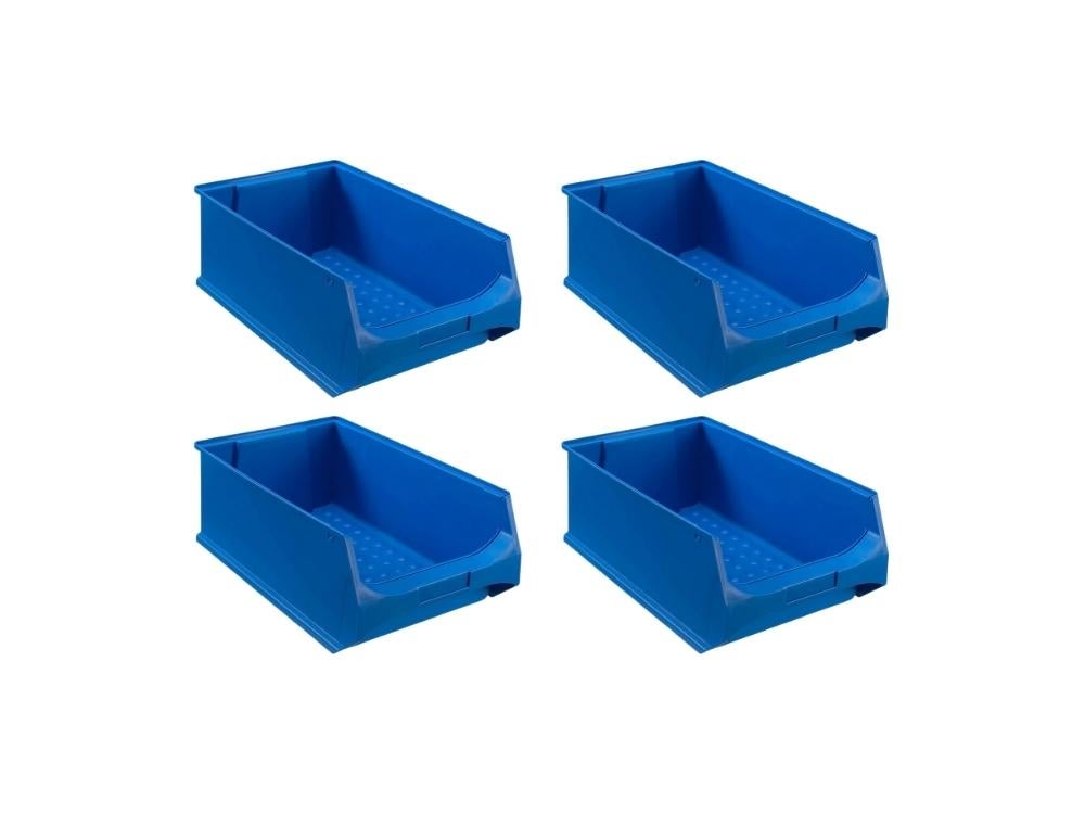 PROREGAL Super Saver Set 4x Blauwe Opbergdoos 5,0 HxBxD 20 x 30 x 50 cm 21,8 Liter Opbergcontainer