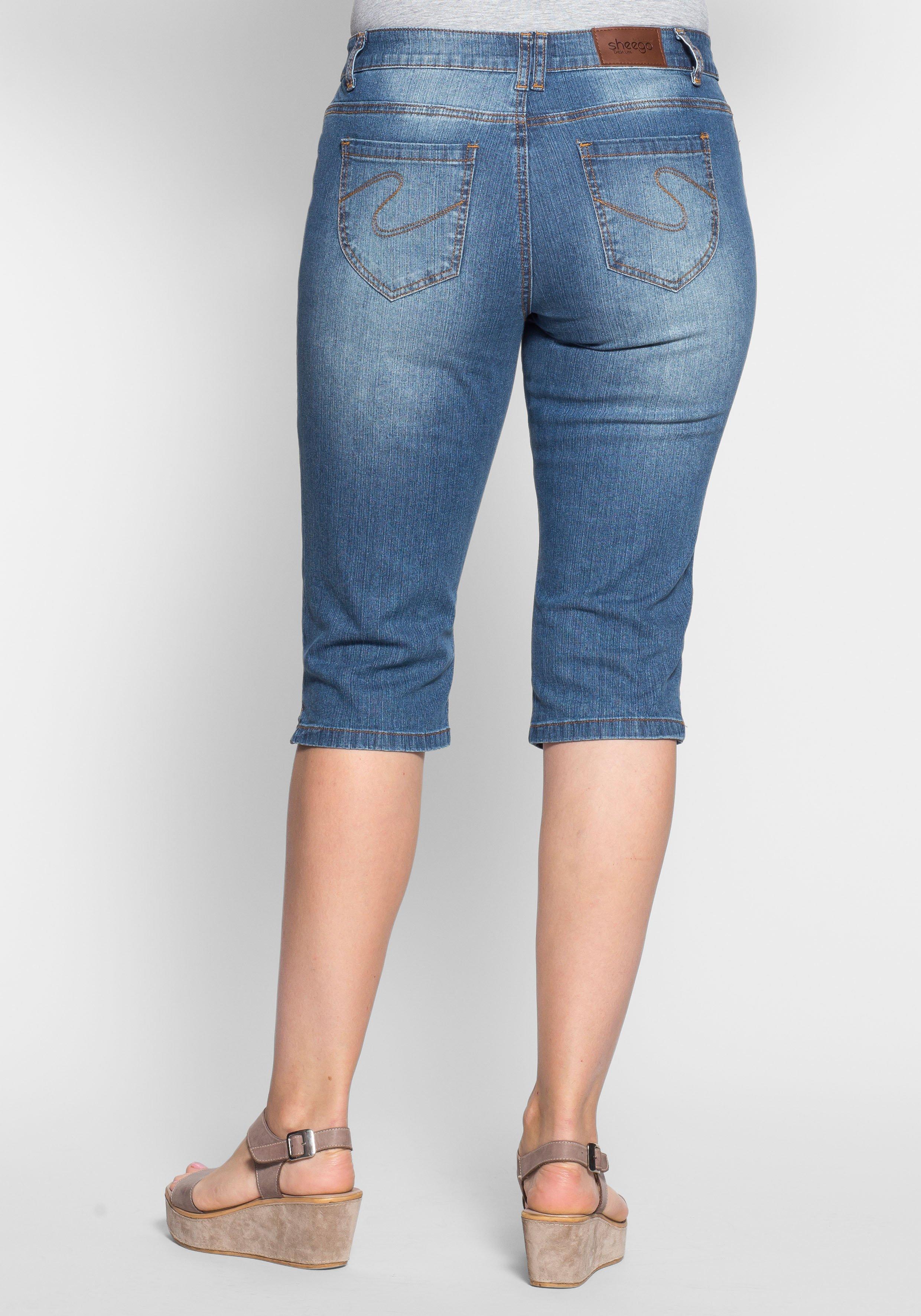 Caprijeans in schmaler, knielanger Form