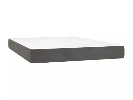 Sommier tapissier matelas et LED Gris foncé 140x190 cm Velours