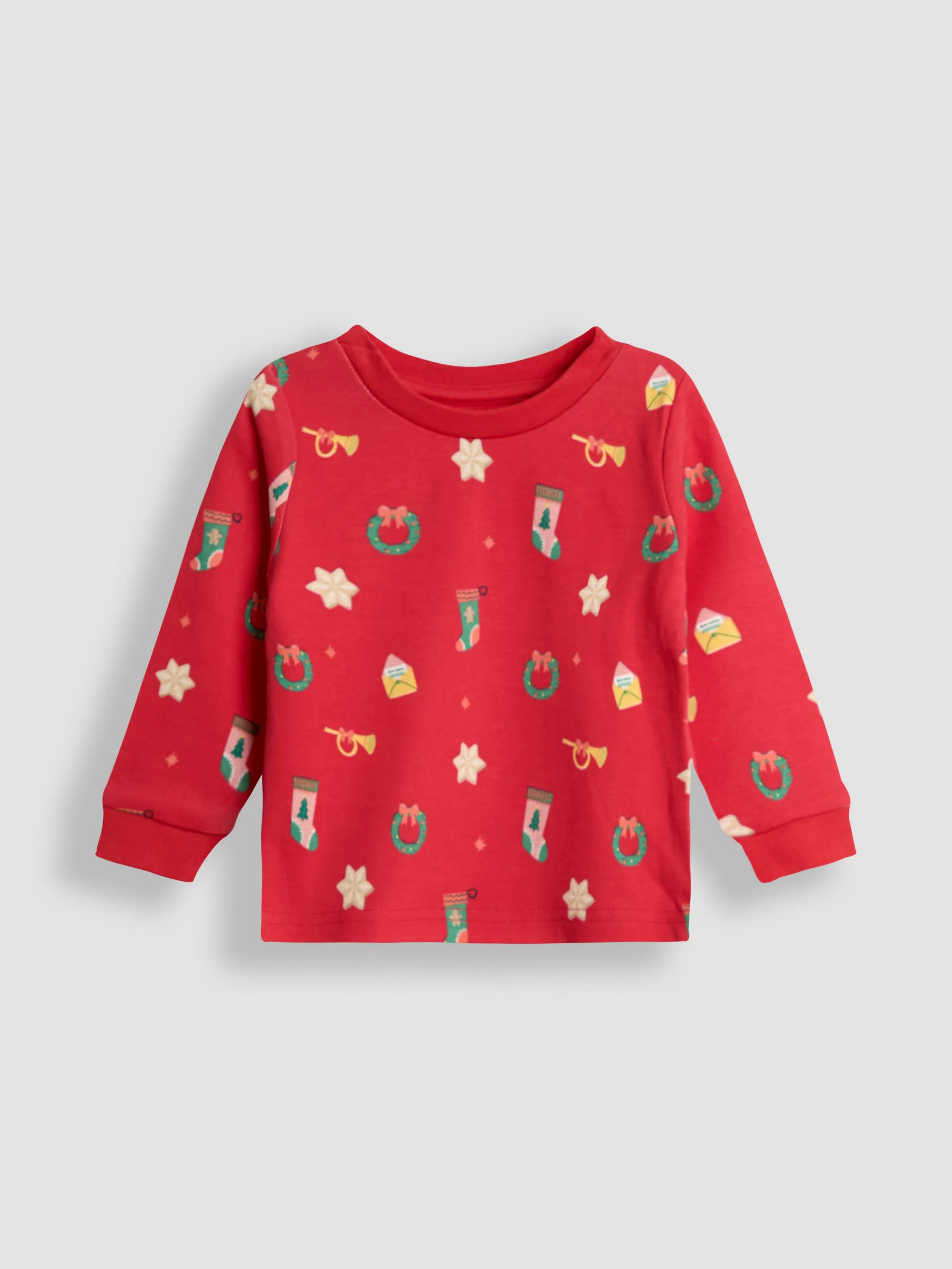 JoJo Maman Bébé - Jersey pyjama met kerstprint