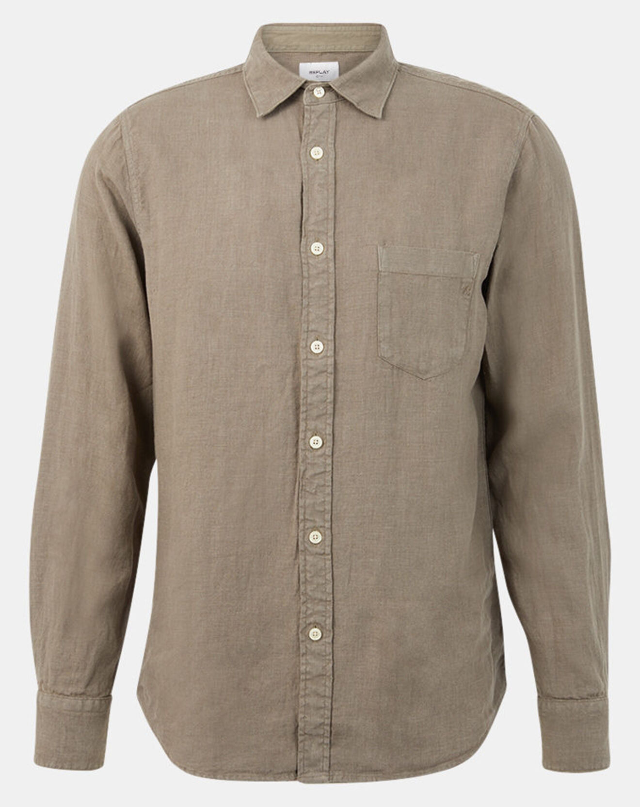 Replay Chemise 100% Lin Regular Fit marron