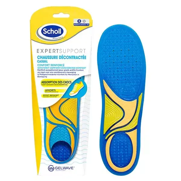 Palmilhas Scholl Expert Support para calçados casuais, tamanhos 35,5 a 40,5.