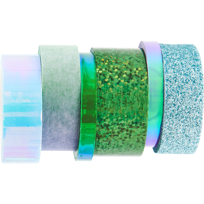 Rico Design Washi Tape Mixed, 6 Stück, blau/grün