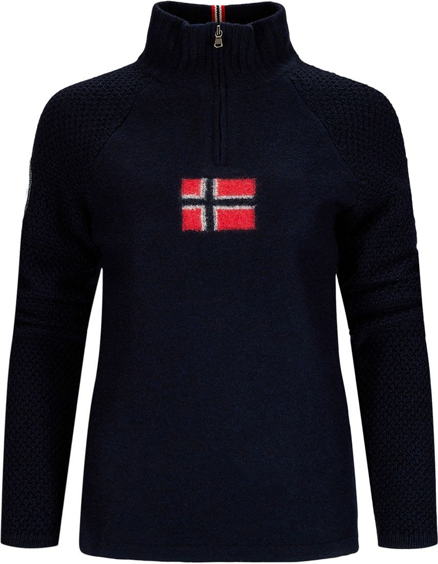 Boiled Ski Sweater w/Flag Dame 590/Faded Navy/Norge