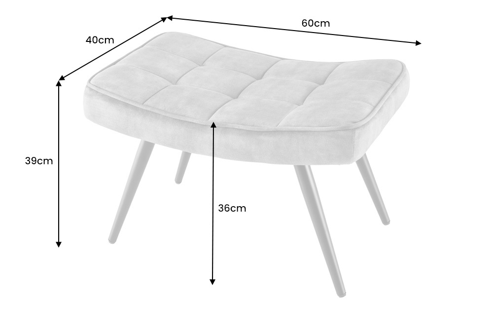 Moderner Hocker SCANDINAVIA champagner beige Samt schwarze Metallbeine Fußhocker