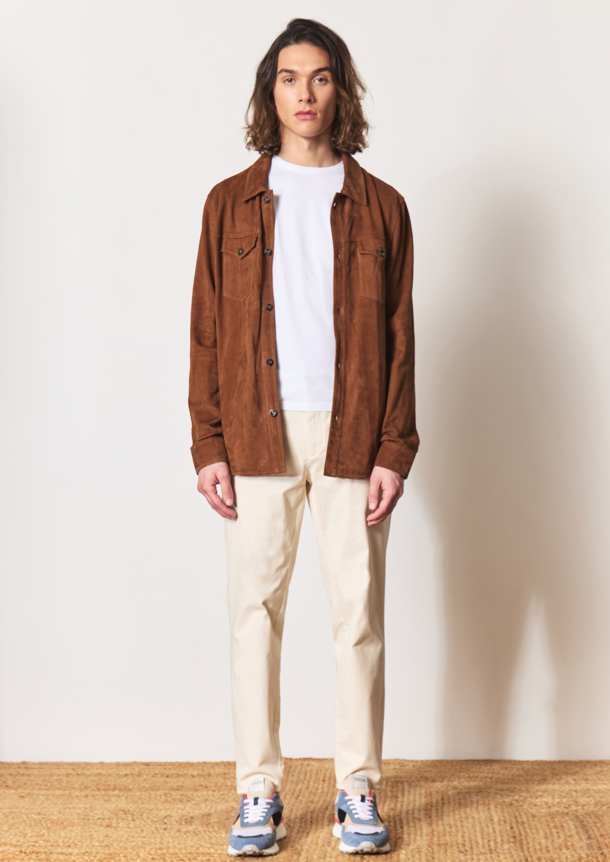 Pantalon slack skinny 7/8 en coton stretch uni écru