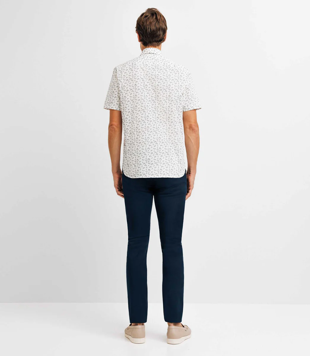 Chemise casual en coton à fleurs blanche