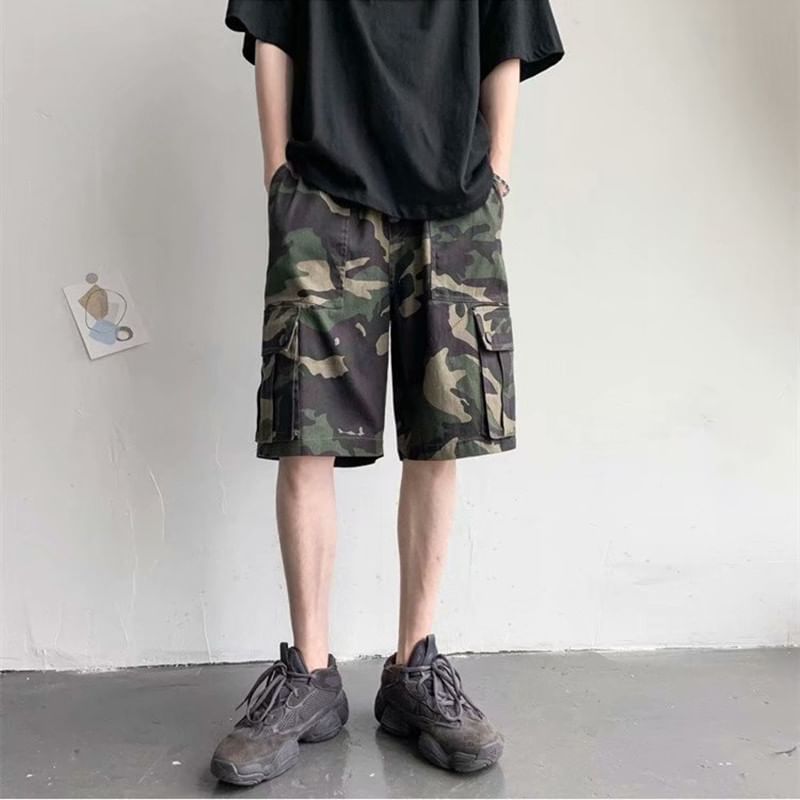 Capbrew - Camouflage Cargo Shorts met Middelhoge Taille