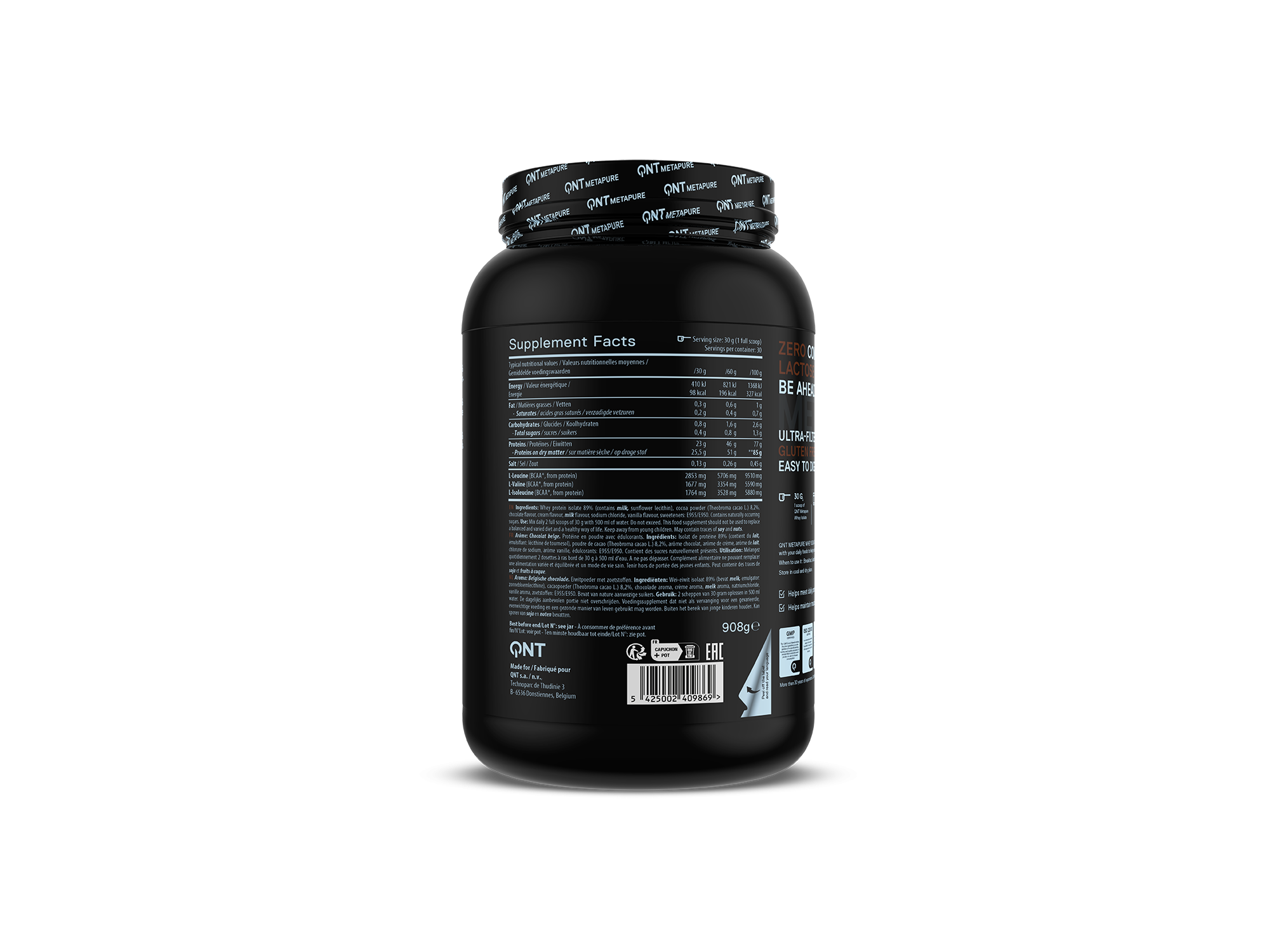 PROTEINA WHEY QNT CHOCOLATE ISO METAPURE 908GR