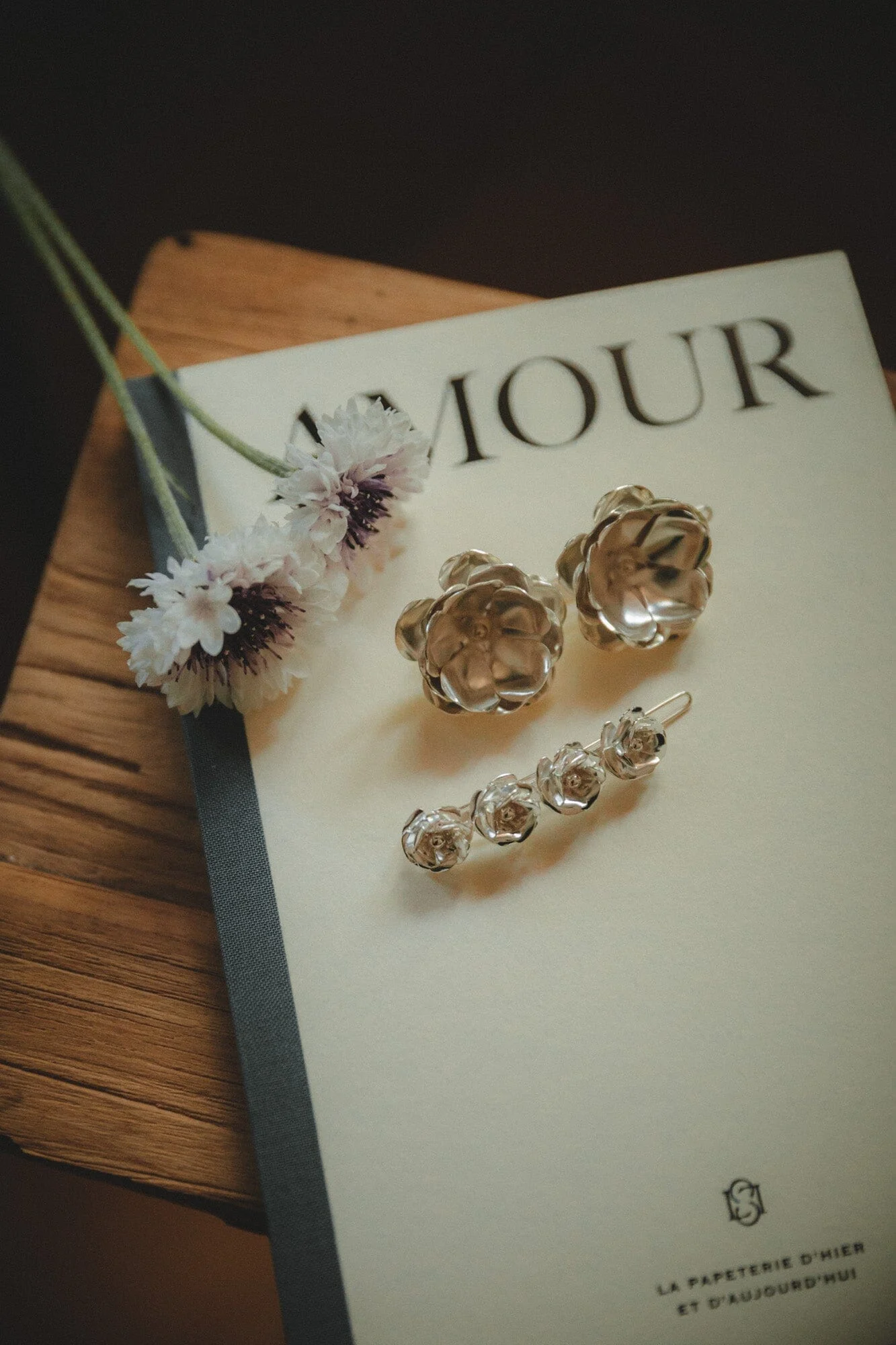 AGLAÉ - Mini barrette fleurs doré à l'or fin | Argent