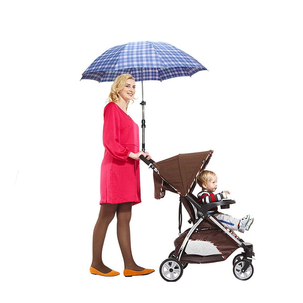 Universal Edelstahl Schirm Halter Verstellbare Regenschirm Halterung für Fahrrad / Kinderwagen / Rollstuhl