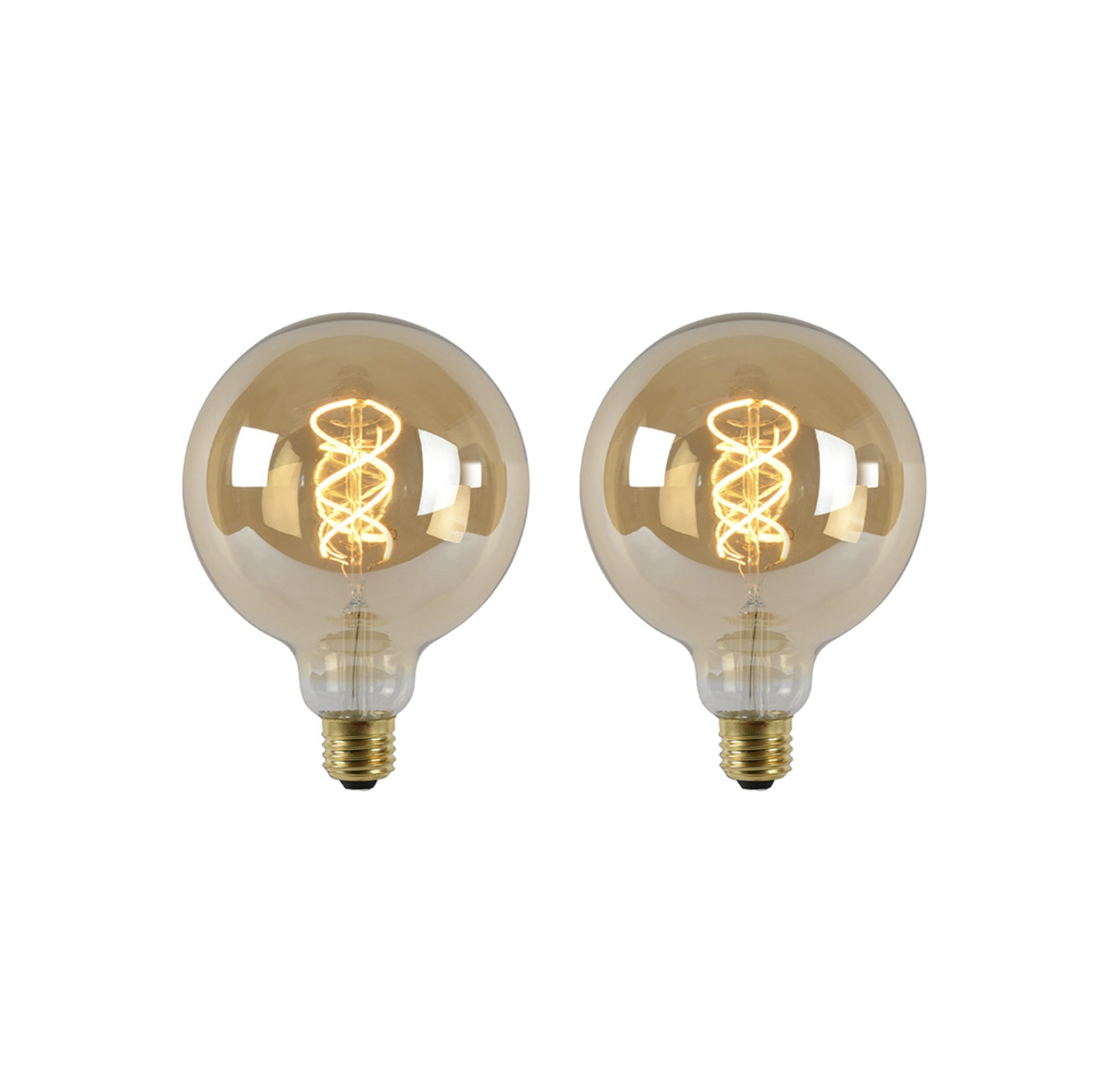SET - 2X GLOBE 125MM SPIRAAL AMBER