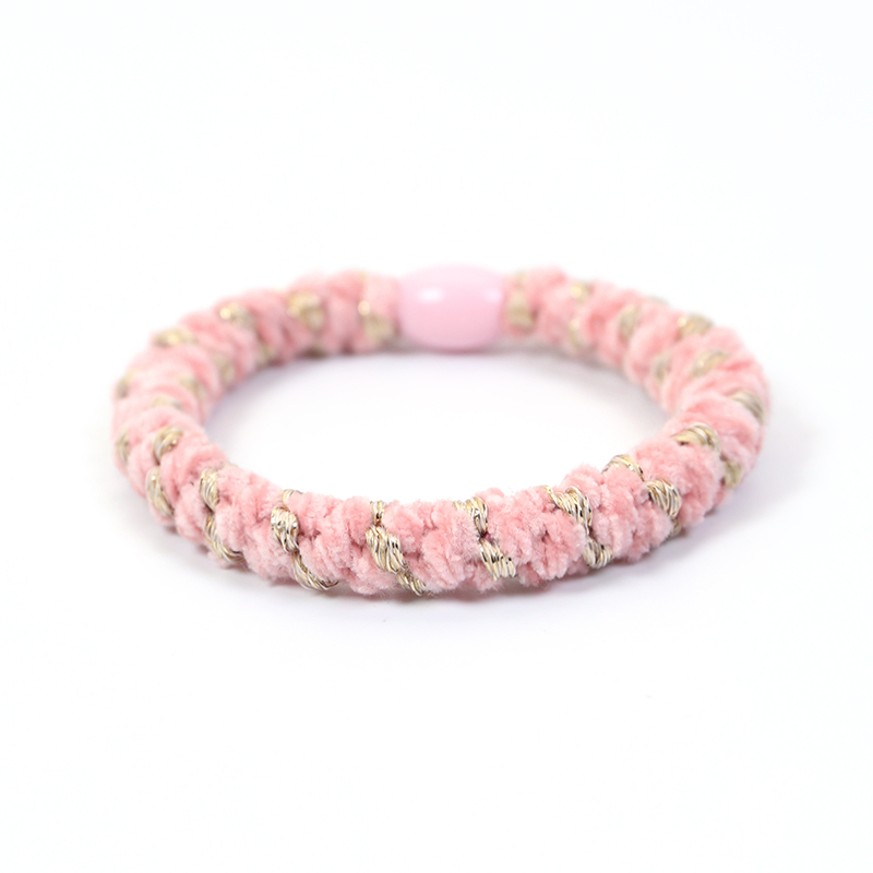 I Love Beauty Hårstrikk Pink/Gold Velvet