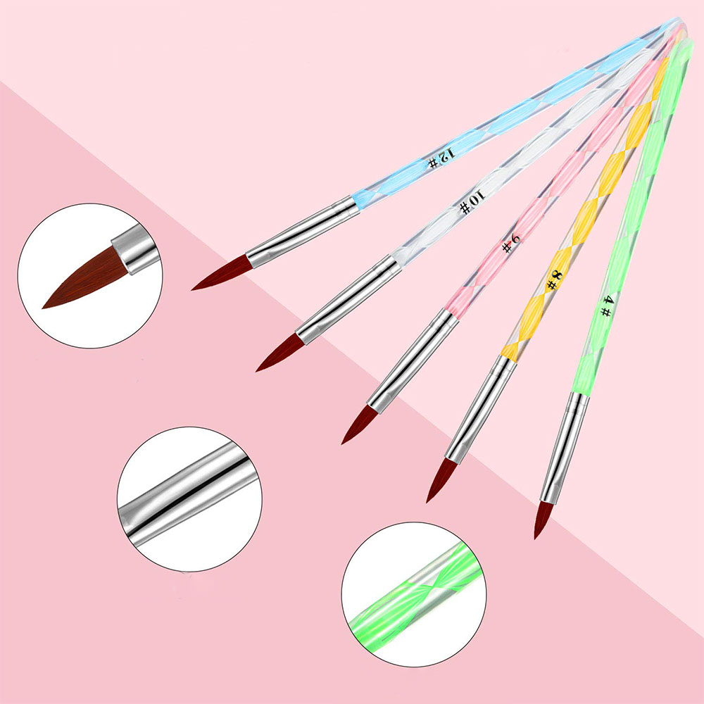 (5-tlg. Set) Nail Art Nageldesign Dekorier Pinsel für UV / Acryl Gel - Bunt