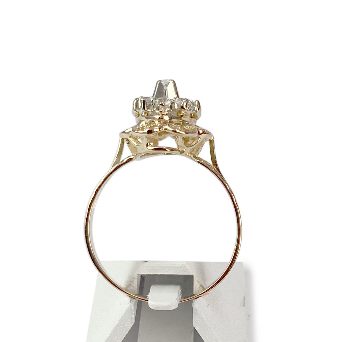 Bague marquise d'occasion or 750 2 tons zirconias