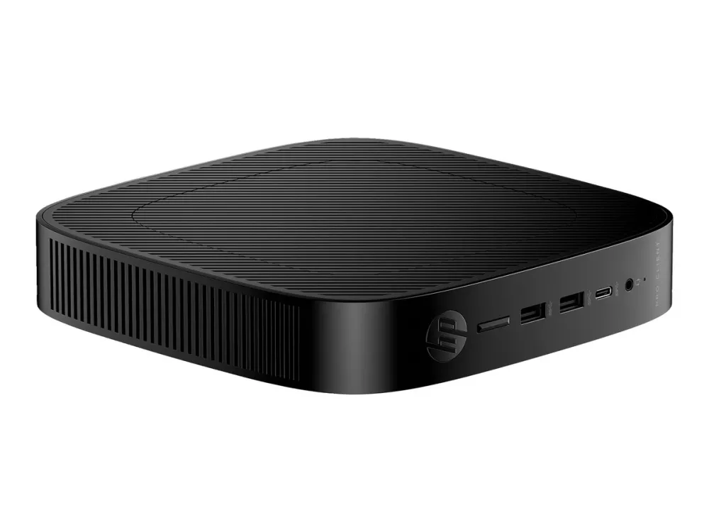 HP Pro t550 - Tynd klient - USFF 1 x Celeron J6412 / op til 2.6 GHz - RAM 8 GB - flash 64 GB - eMMC - UHD Graphics - Gigabit Ethernet - Win 10 IoT Enterprise 2021 LTSC - skærm: ingen