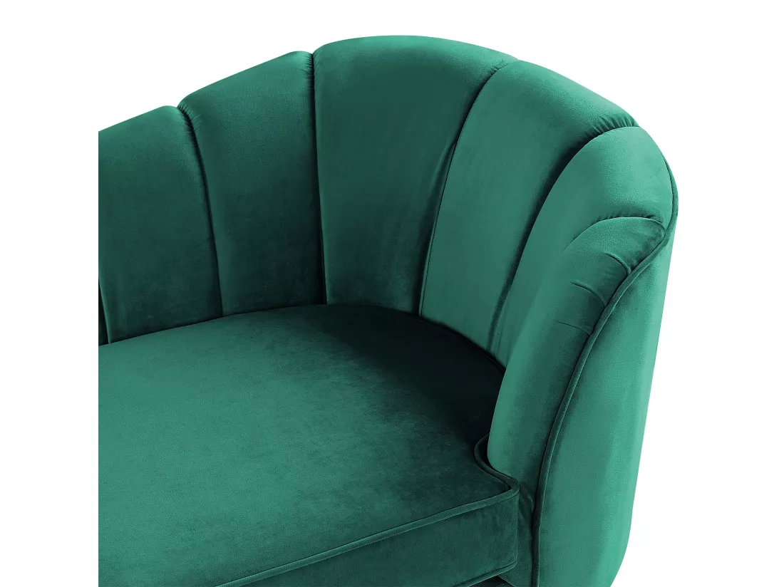 Chaise longue côté droit en velours vert émeraude ALLIER