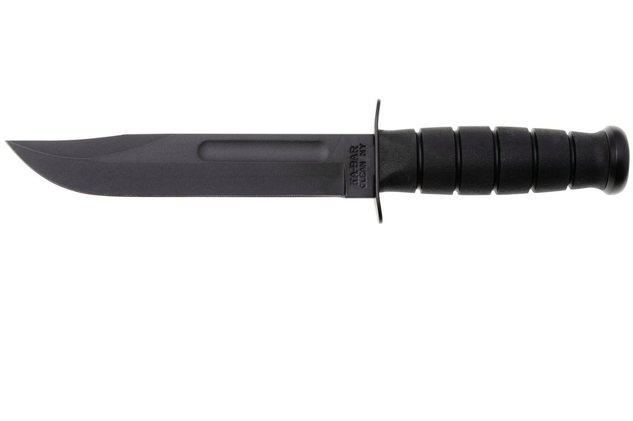 KA-BAR USMC 1211 plain edge, Kraton, lederen foedraal