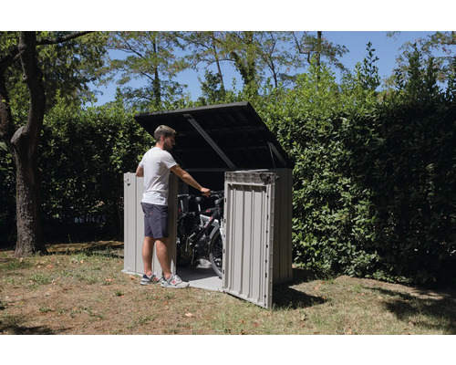 Stora Way Plus 2XL afvalbak, fietsenstalling inclusief gasveren, 178 x 109 x 140 cm, grijs