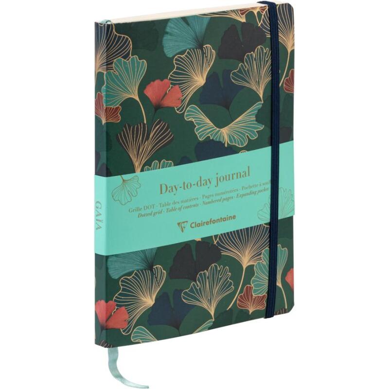 Gaïa bleu, DaytoDay journal A5 14,8 x 21 cm, 192 pages, dot, pochette à soufflet au dos, marquepage, fermeture élastique, ass.