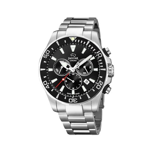 Jaguar J861 Herreur, Stål/Sort, 43 mm