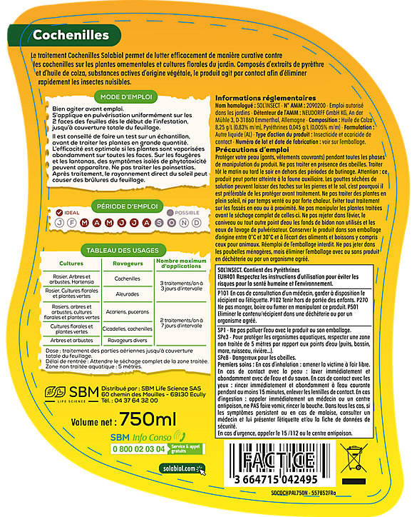 Traitement cochenille Solabiol 750ml