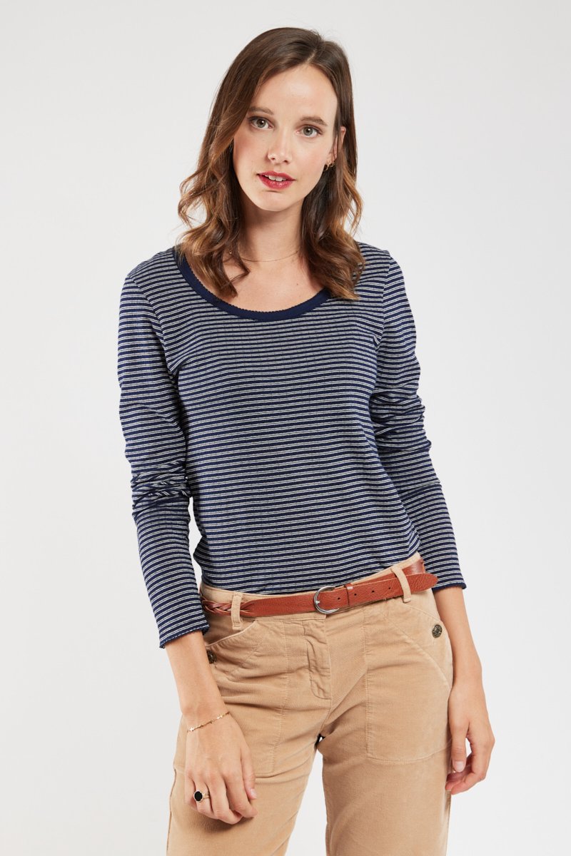 T-shirt rayé manches longues - coton léger