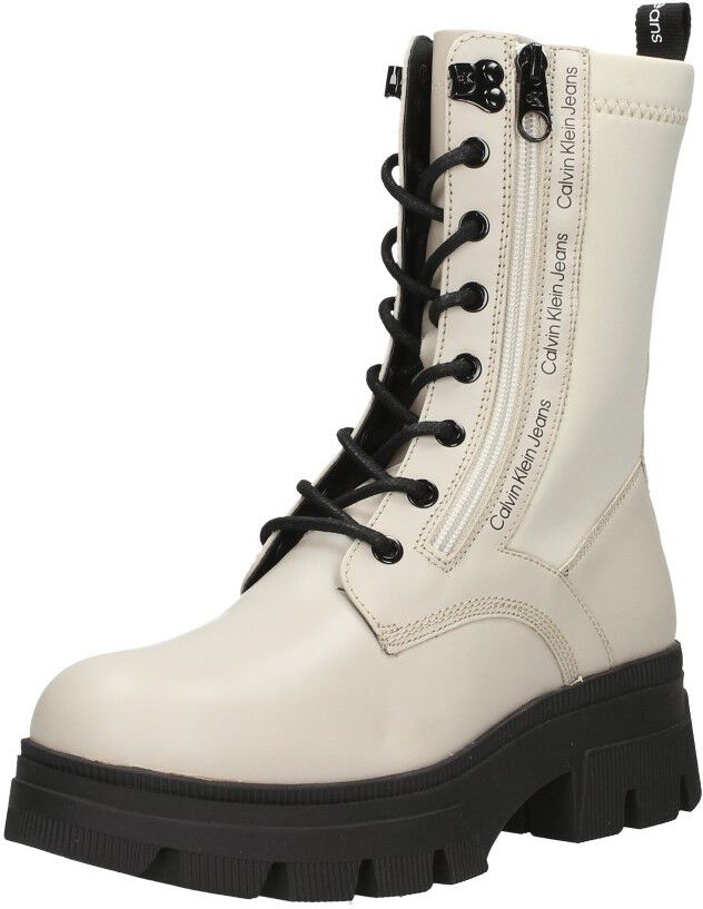 Calvin Klein Chunky Combat Laceup Zip gebroken wit