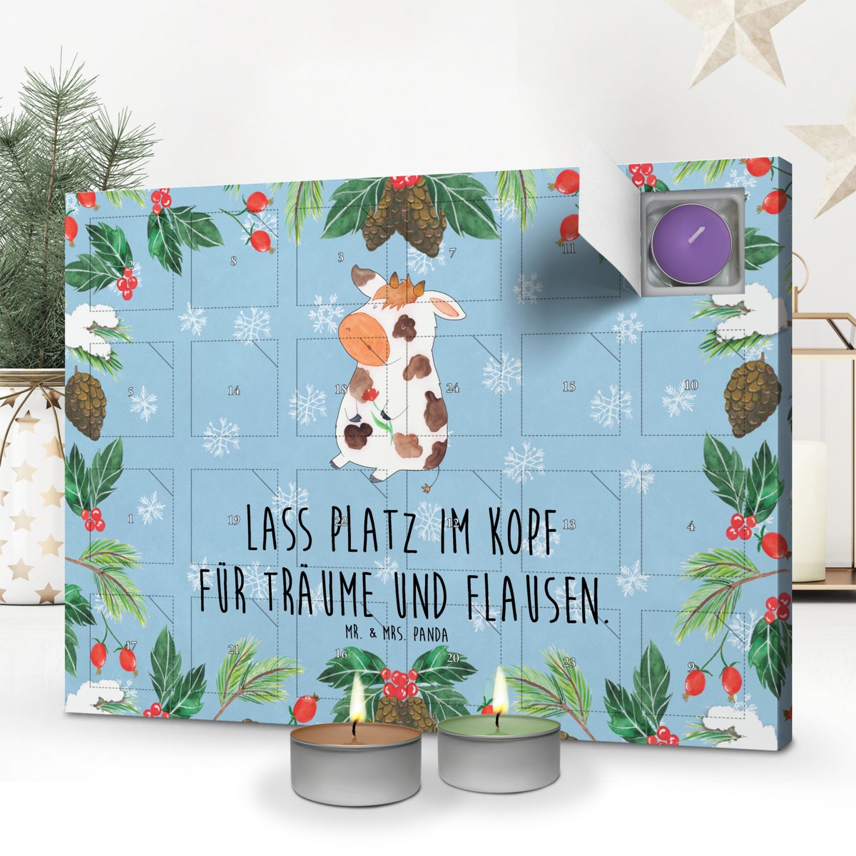 Mr. & Mrs. Panda Geurkaars Adventskalender Koe - Pastelblauw
