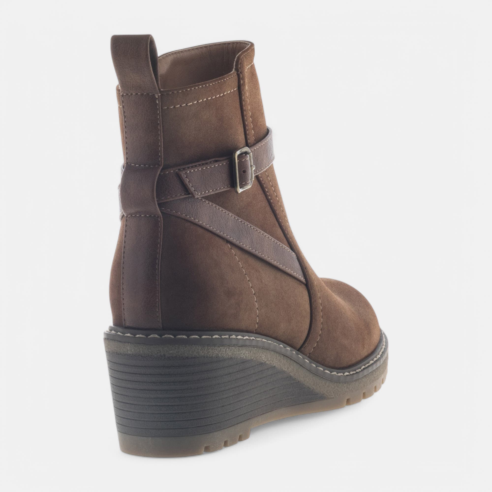 Boots à talon compensé Femme camel