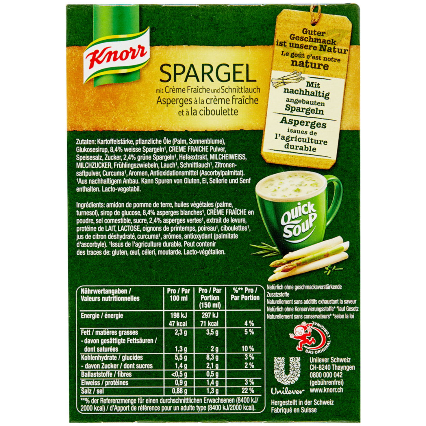 Knorr Suprême Quick Soup Spargel Crème Fraîche und Scnittlauch