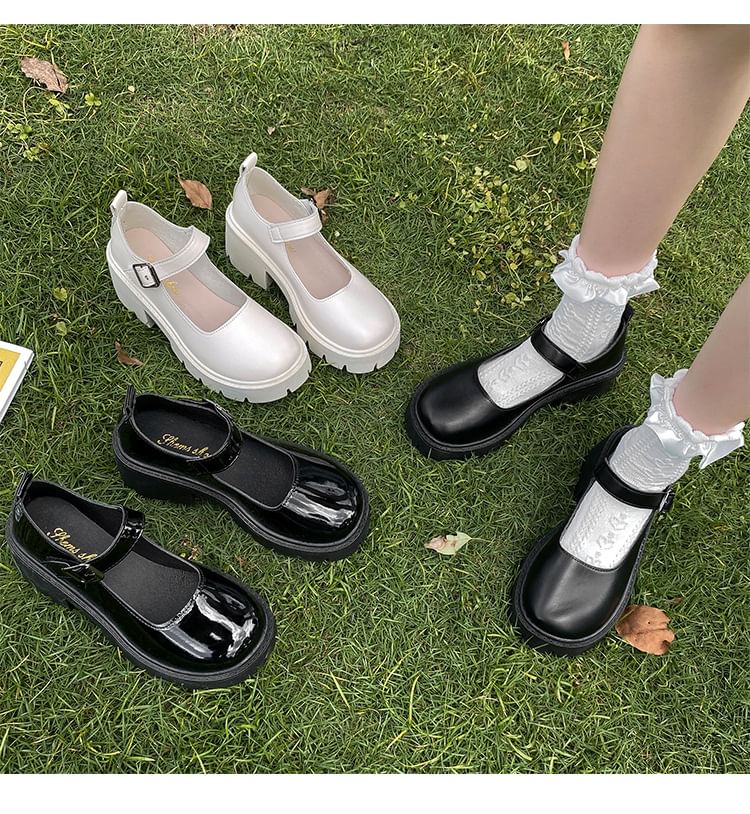 Silverslyre - Mary Jane pumps met blokhak en plateauzool
