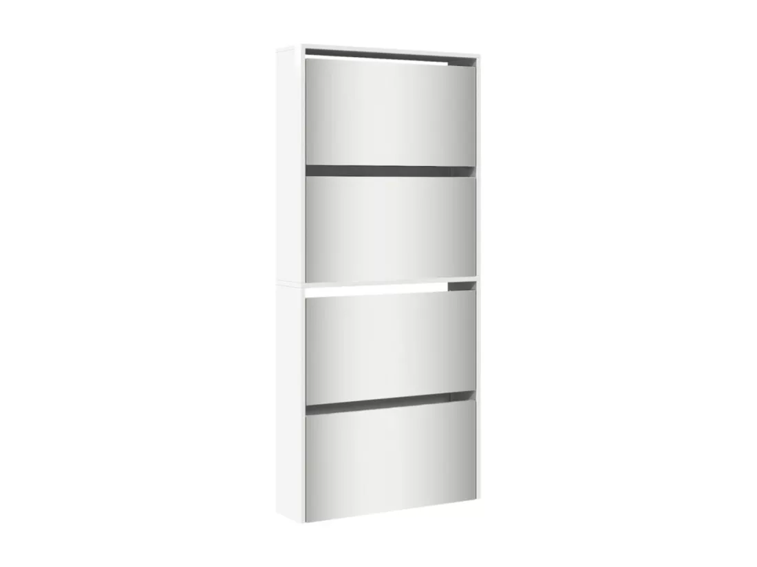 Meuble à chaussures 4 étagères avec miroir 63x17x134 Chêne
