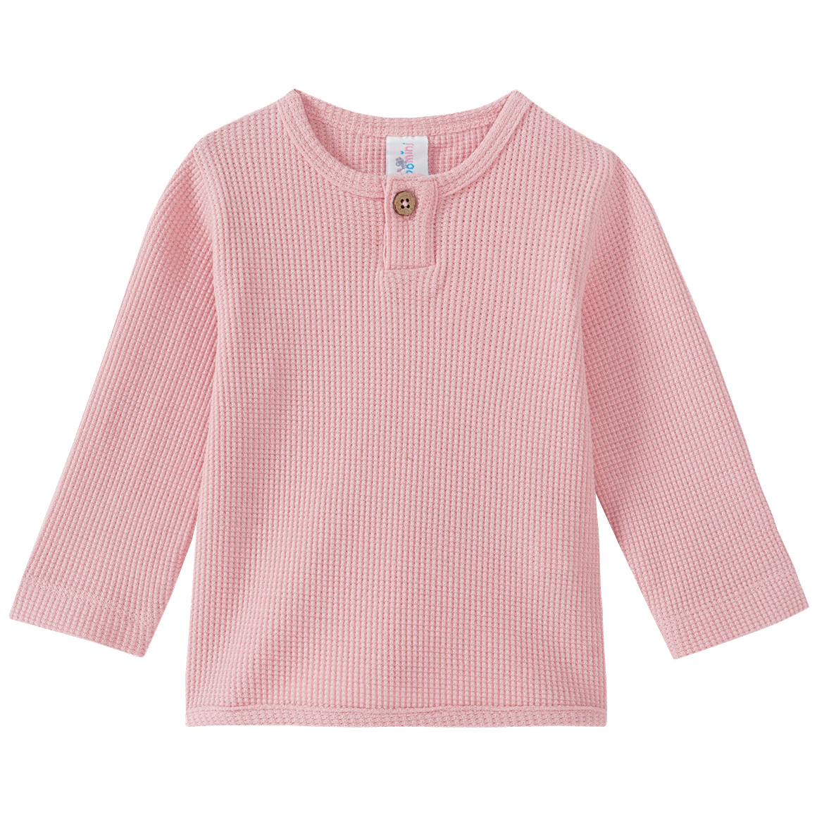 Topomini 2 Newborn Langarmshirts aus Waffel-Piqué weiss / rosa