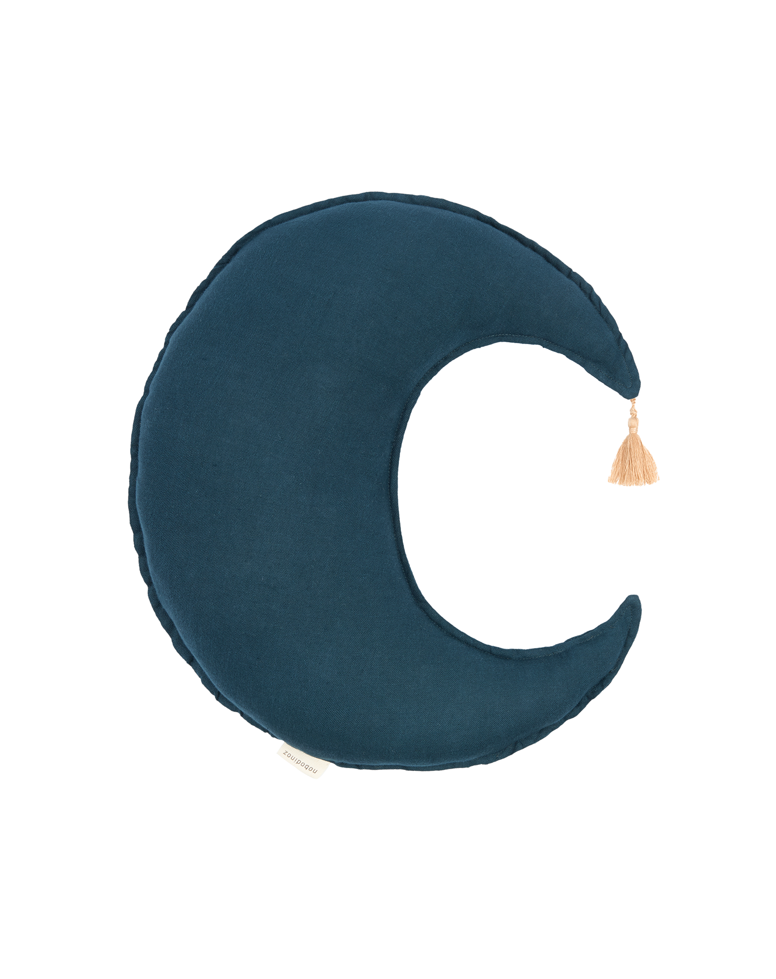 Coussin lune l1n0 en lin français lavé | Bleu