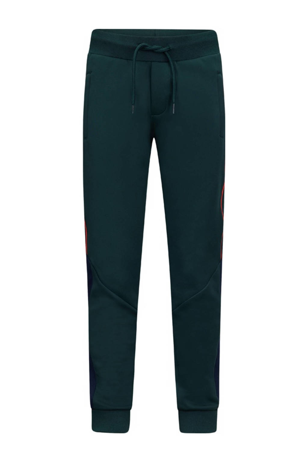 Retour Jeans slim fit joggingbroek Runner met zijstreep donkergroen/rood